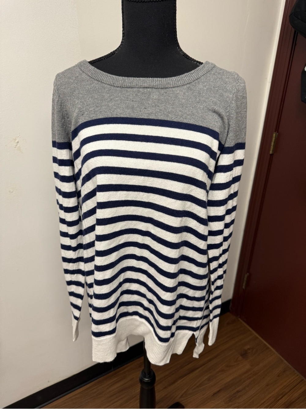 Torrid Striped Navy and White Boatneck Sweater Size 2